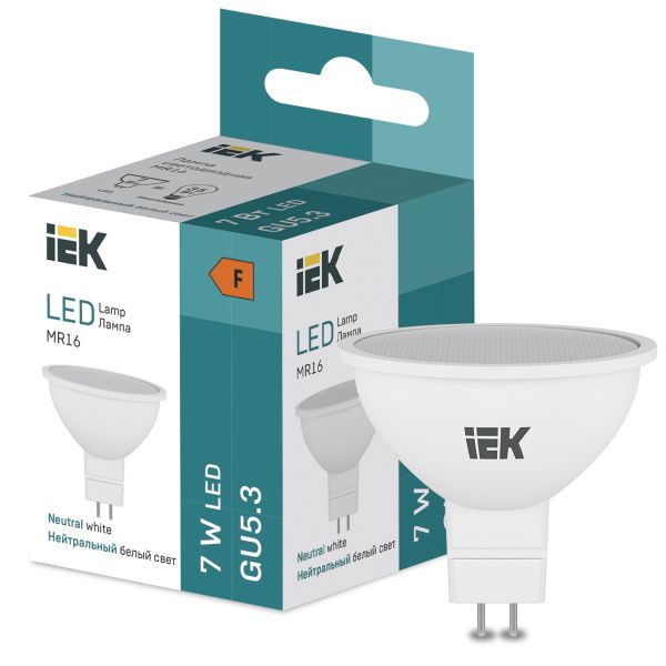 Лампа светодиодная MR16 7 Вт 450lm 4000K GU5.3 IEK