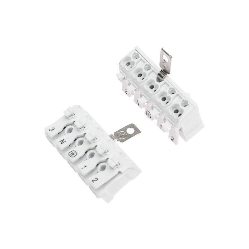 Клемма пружинная соединительная КСП 5-полюсная с заземлением и с монтажными ножками (50 шт./уп.) REXANT 07-6217-2