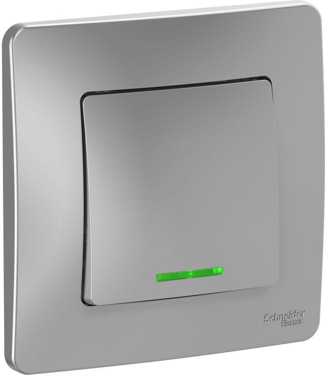 Выключатель 1-кл. СП Blanca 10А IP20 (сх. 1) 250В с подсветкой алюм. SE BLNVS010113 - Фото 2