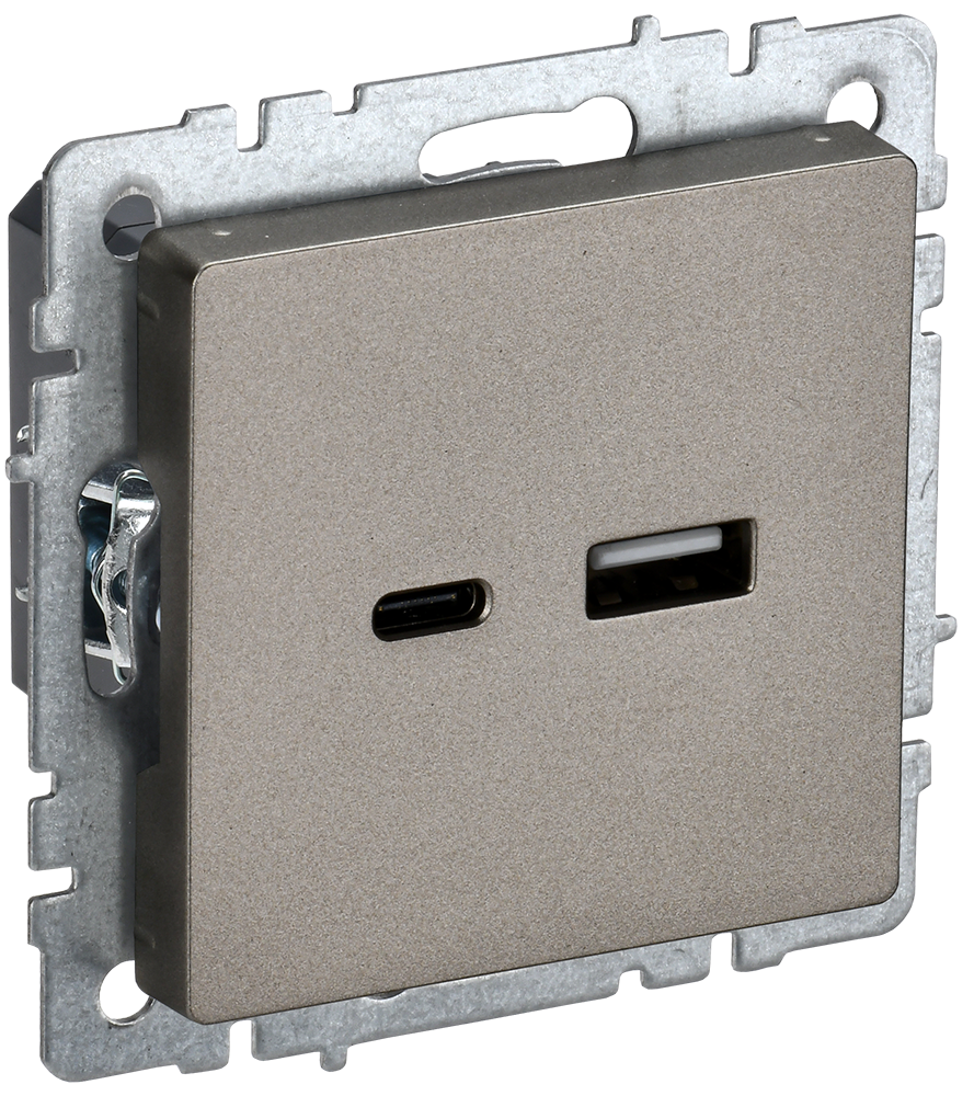 BRITE Розетка USB A+C 18Вт РЮ11-1-БрШ шампань IEK