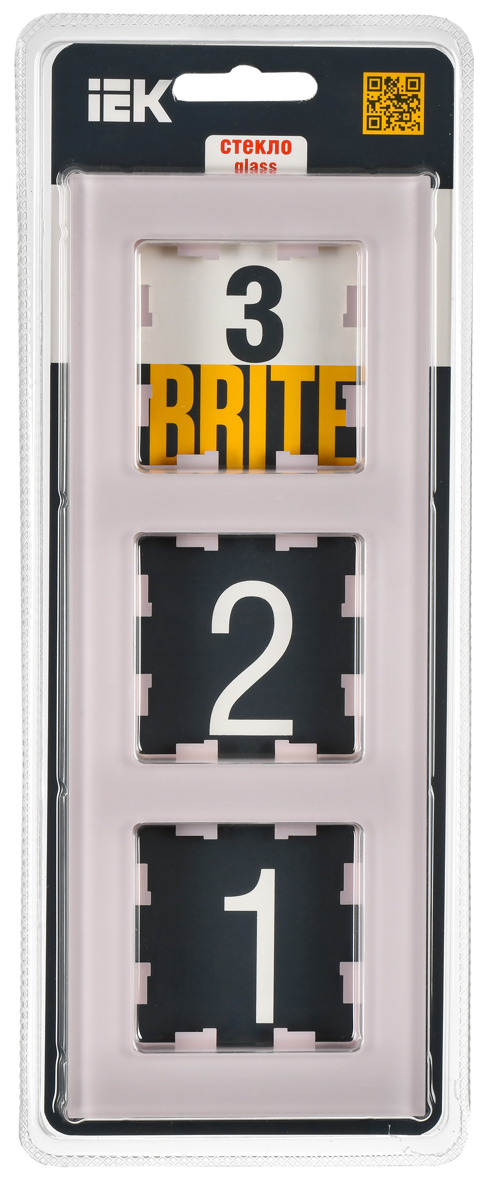 BRITE Рамка 3-местная РУ-3-2-Бр стекло розовый матовый IEK - Фото 2