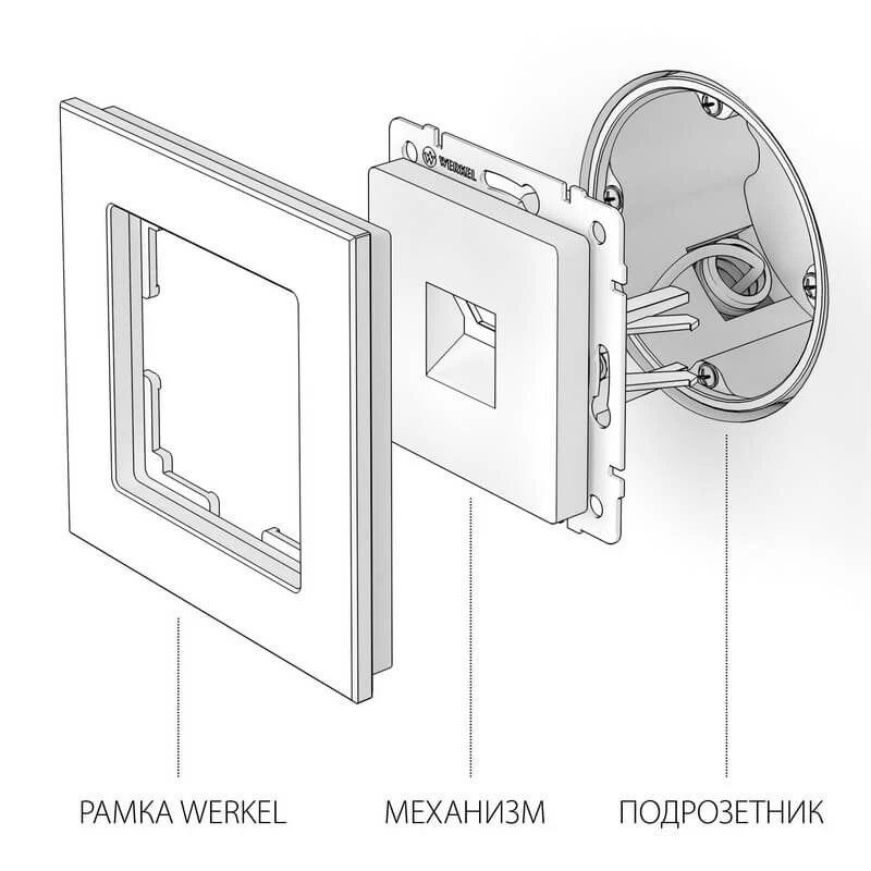 Розетка Ethernet RJ-45 (черный матовый) Werkel - Фото 2