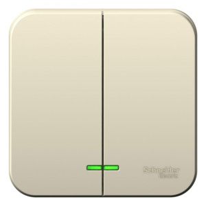 Выключатель 2-кл. ОП Blanca 6А IP20 (сх. 5) 250В с подсветкой с изолир. пластиной молочн. SE BLNVA065112 1210498