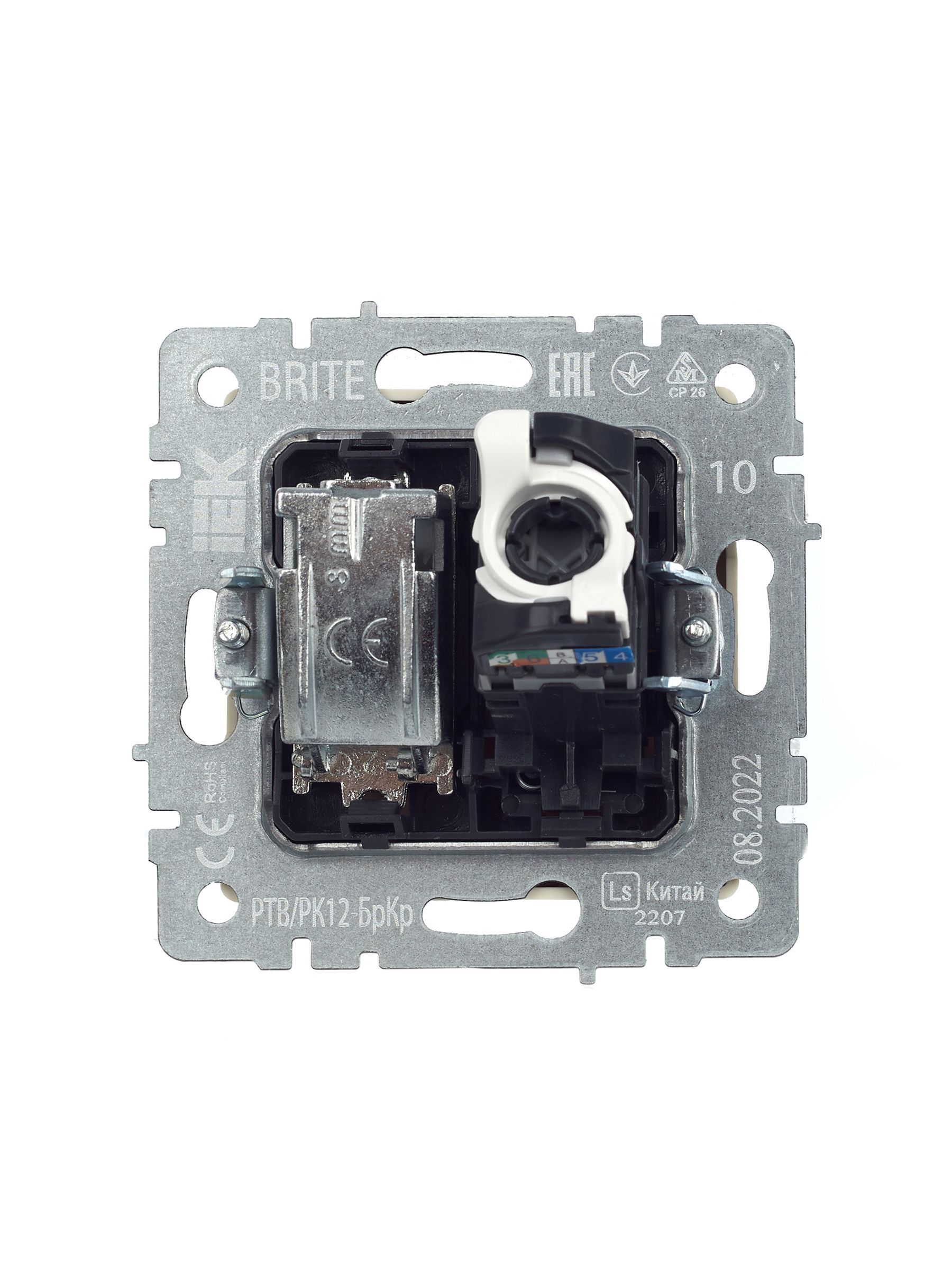 BRITE Розетка двойная TV+RJ45 кат.5E РТВ/РК12-БрКр бежевый IEK - Фото 6