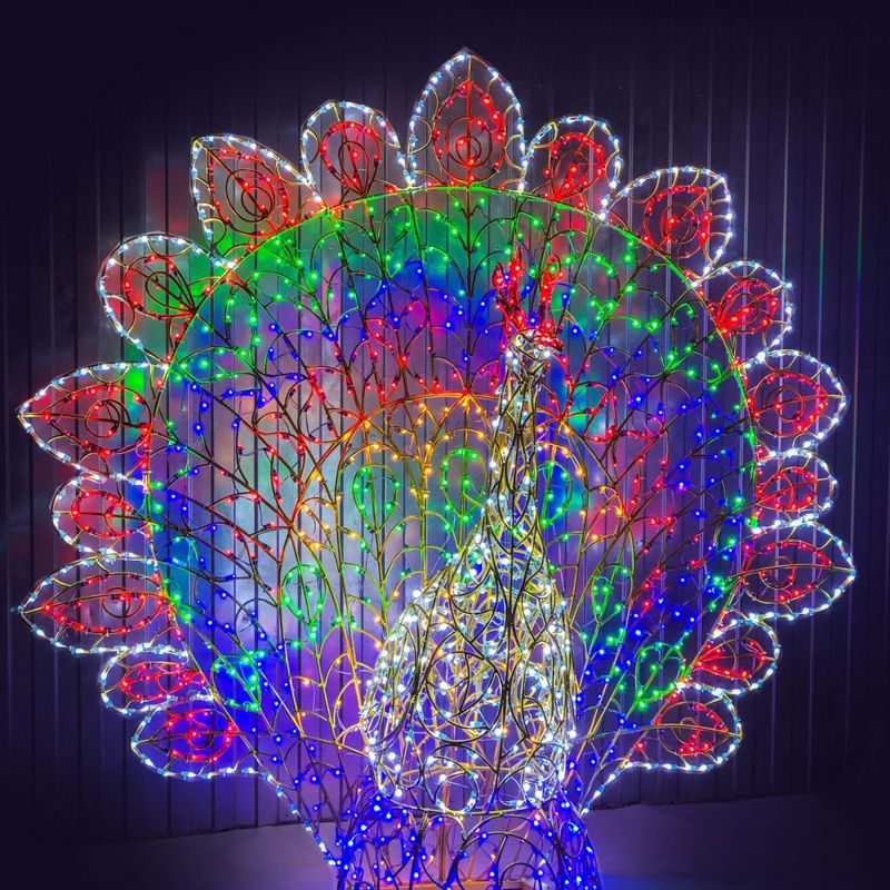 Декоративная 3D Павлин с раскрытым хвостом 200 см - Фото 3