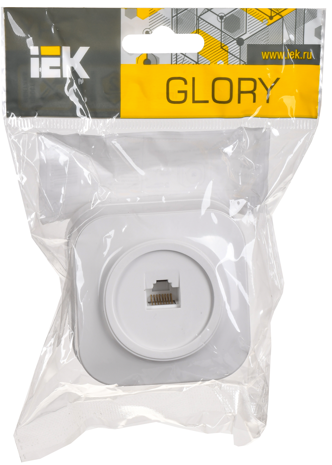 GLORY Розетка для открытой установки компьютерная RJ45 кат.5E РК10-ХБ белый IEK - Фото 2