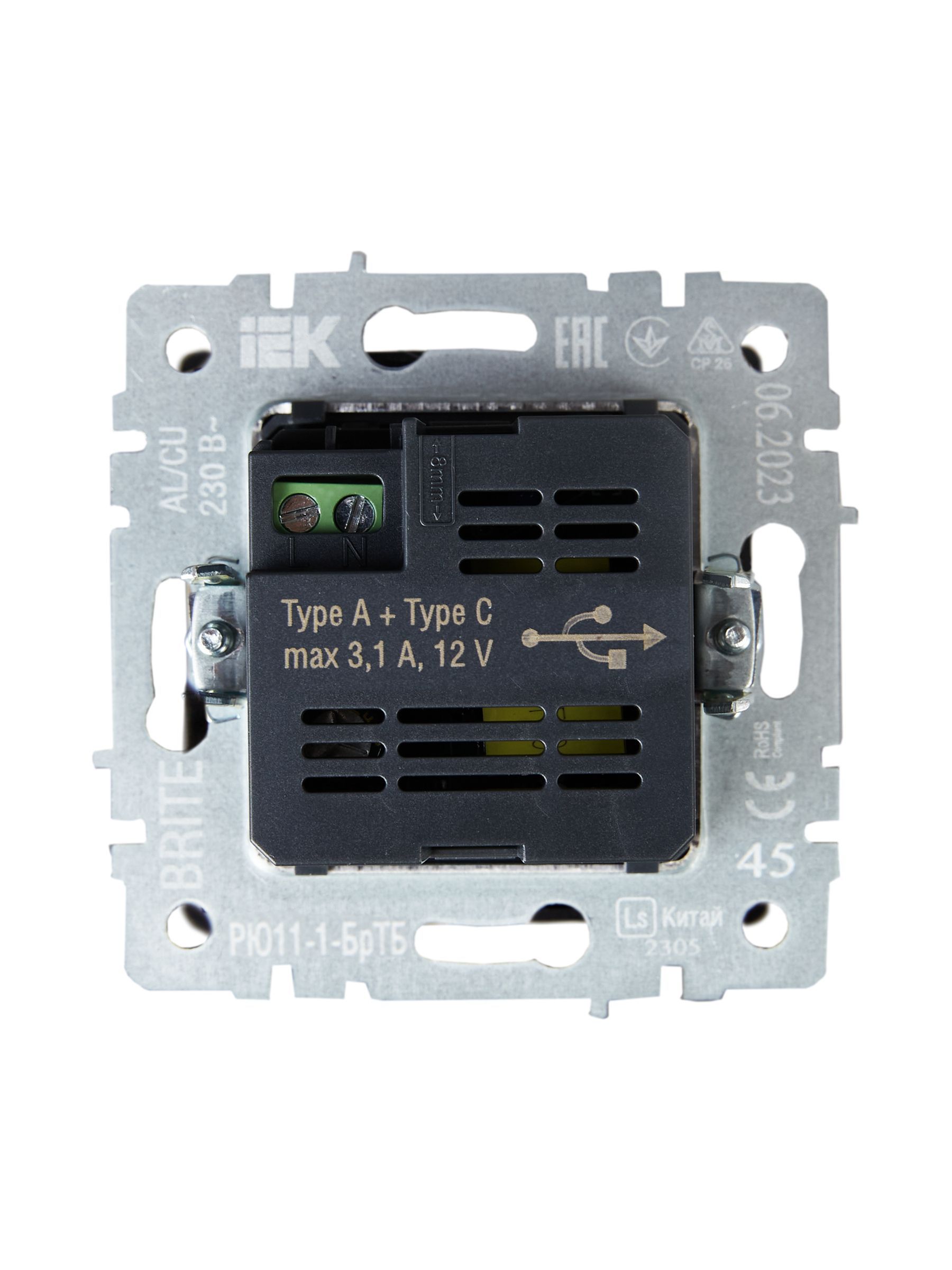 BRITE Розетка USB A+C 18Вт РЮ11-1-БрТБ темная бронза IEK - Фото 7