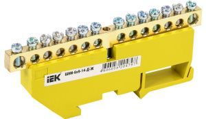 Шина PE "земля" на DIN-изол ШНИ-6х9-14-Д-Ж IEK YNN10-69-14D-K05