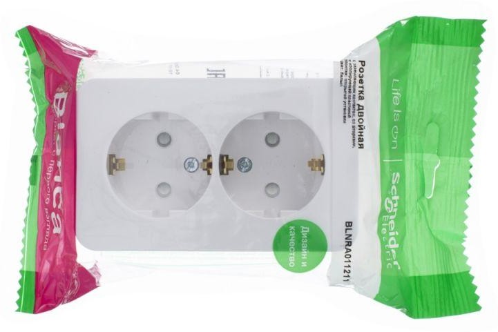 Розетка 2-м ОП Blanca 16А IP20 250В с заземл. защ. шторки с изолир. пластиной бел. SE BLNRA011211 - Фото 3