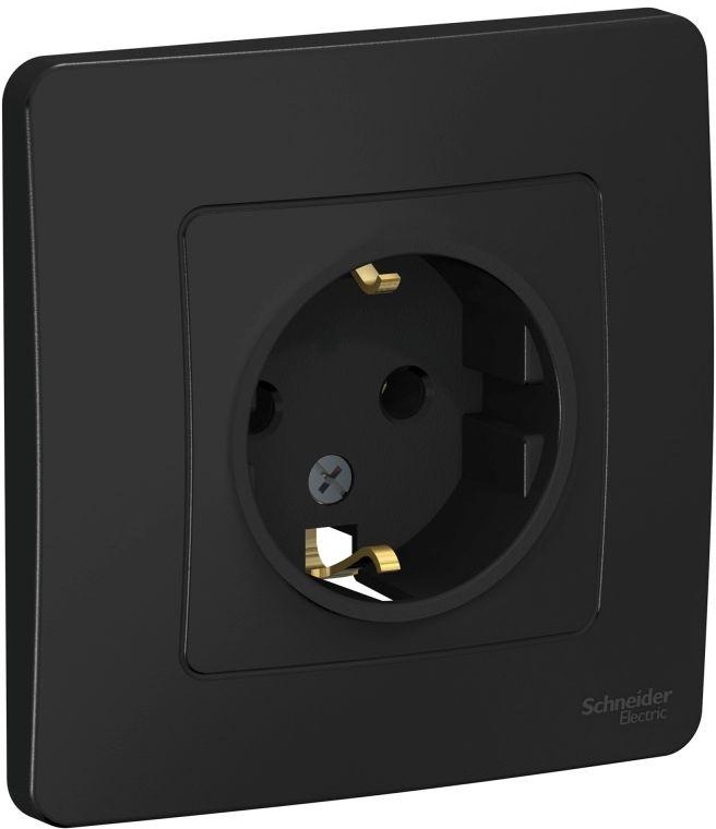 Розетка 1-м СП Blanca 16А IP20 250В с заземл. без защ. шторок антрацит SE BLNRS001016 - Фото 2