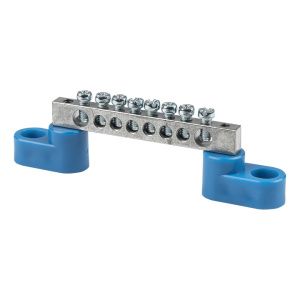 Шина "0" N (6x9мм) 8 отв. цинк 2 синих угловых изолятора EKF sn1-63-08-2