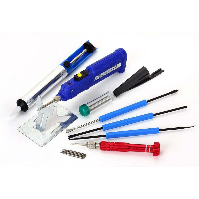 Набор для пайки №15 (паяльник 8Вт, оловоотсос, подставка, припой, отвертка, инструмент для монтажа) REXANT 12-0167