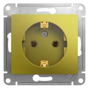 Розетка 1-м СП Glossa 16А IP20 250В с заземл. механизм фисташк. SE GSL001043 454411