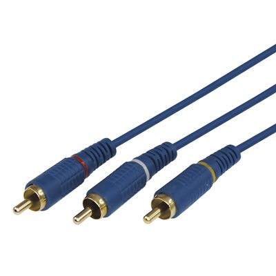 Шнур 3 RCA - 3 RCA, 1,5м, синий, Gold REXANT 17-0202-1
