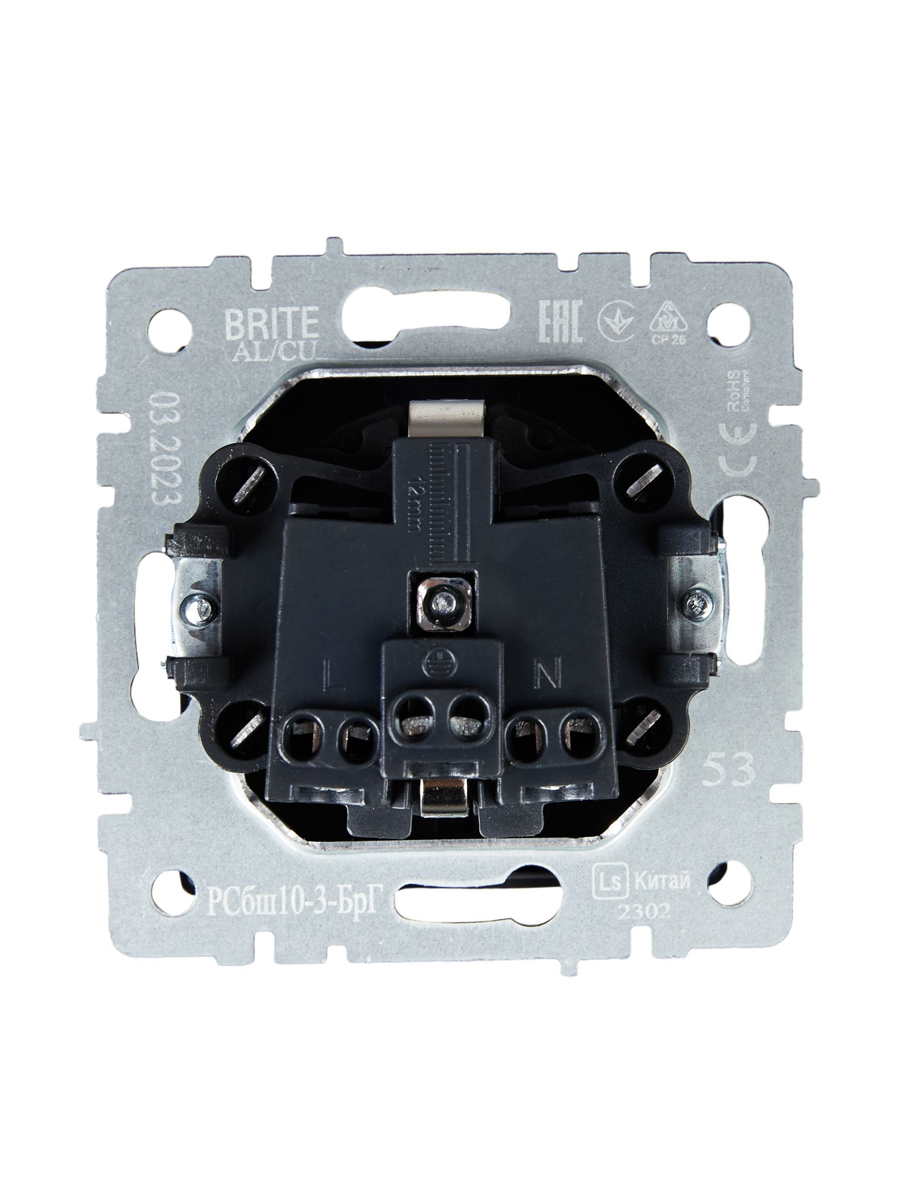 BRITE Розетка 1-местная с заземлением с защитными шторками и крышкой 16А IP20 РСбш10-3-БрГ графит IEK - Фото 2