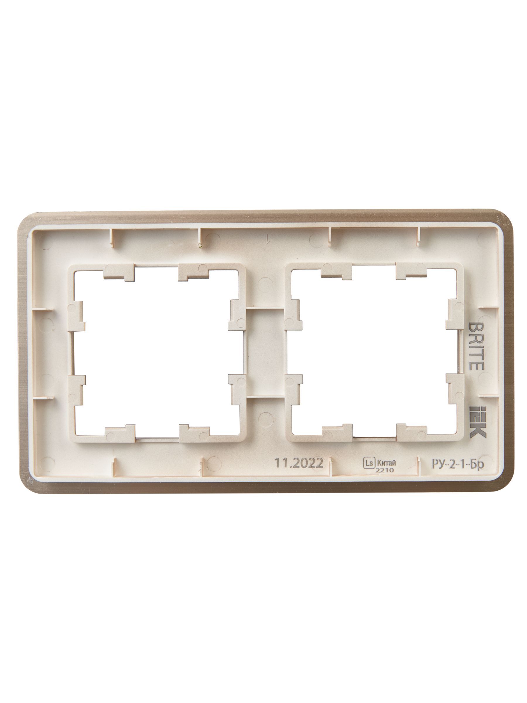BRITE Рамка 2-местная РУ-2-1-Бр металл шампань RE AL IEK - Фото 4