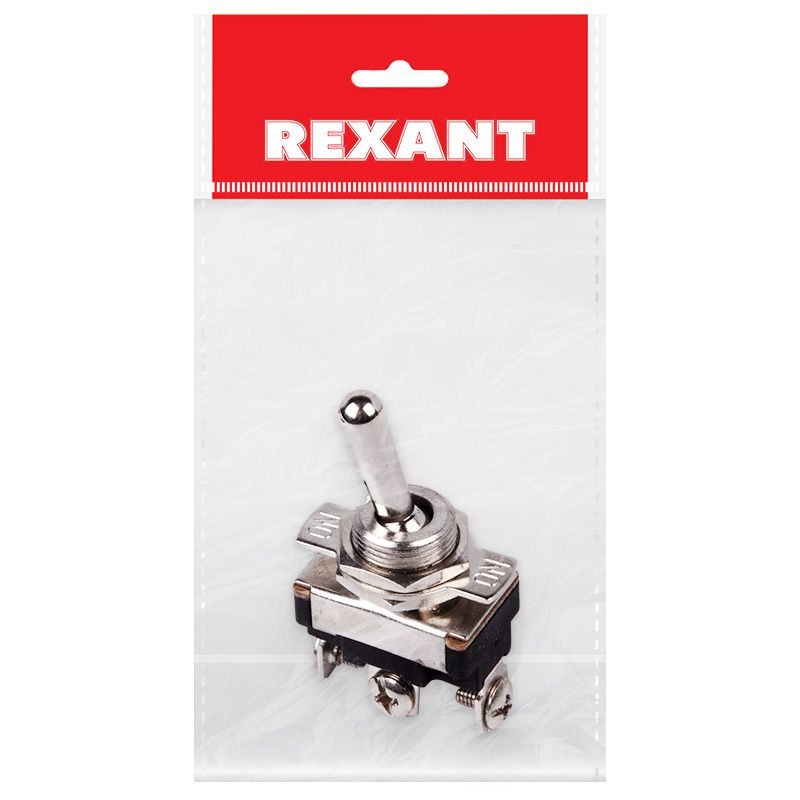 Тумблер 220V 10А (3c) ON-OFF-ON однополюсный  Mini  (ASW-23)  REXANT Индивидуальная упаковка 1 шт