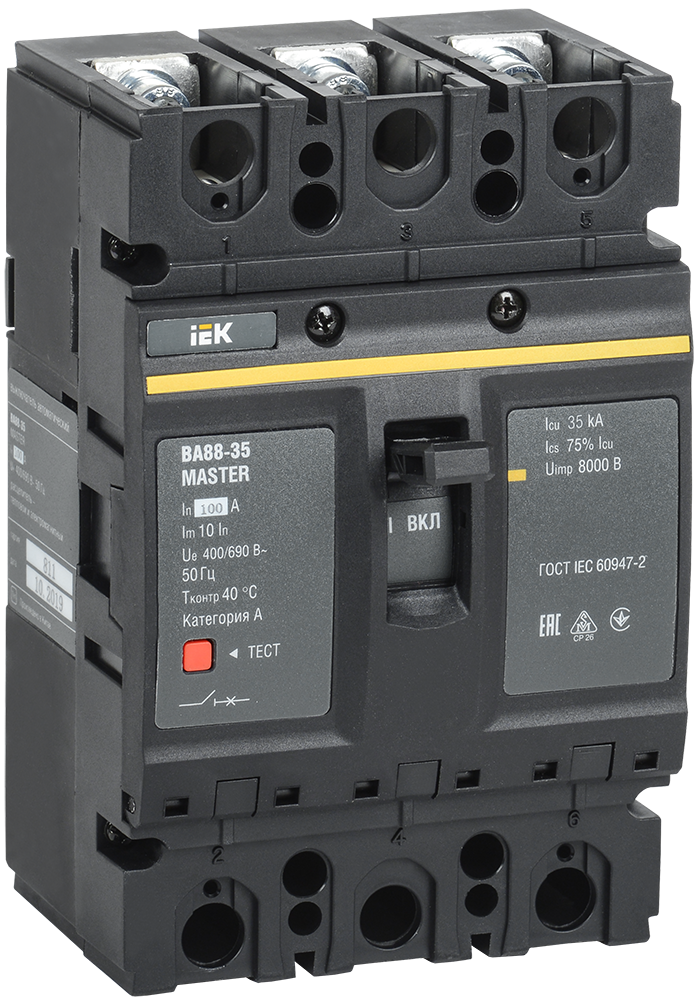 Выключатель автоматический ВА88-35 3Р 100А 35кА MASTER IEK SVA30-3-0100-02