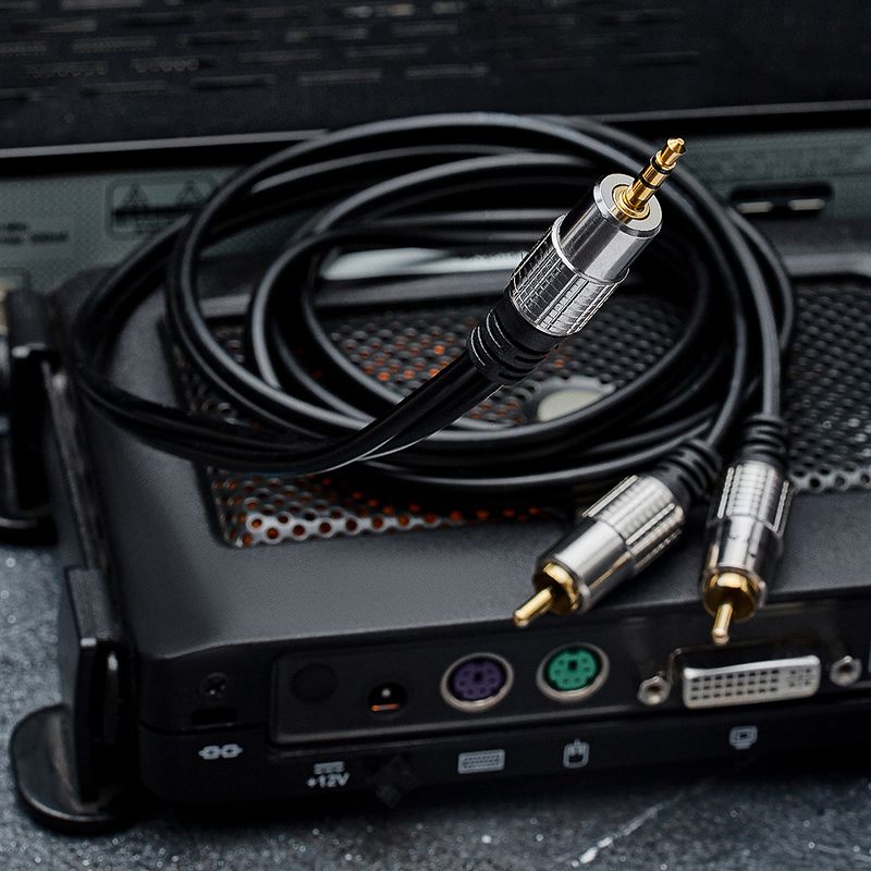 Шнур Стерео 3,5мм - 2 RCA, 1,5м, Gold-металл REXANT - Фото 4