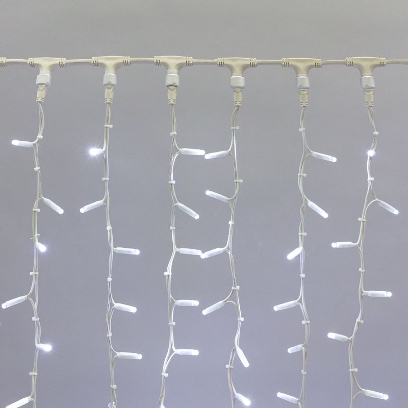 Гирлянда Светодиодный Дождь 2х3м, постоянное свечение, белый провод КАУЧУК, 230 В, диоды БЕЛЫЕ (шнур 237-135