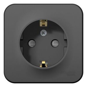Розетка 1-м ОП Blanca 16А IP20 250В с заземл. защ. шторки с изолир. пластиной антрацит SE BLNRA011116 1210632