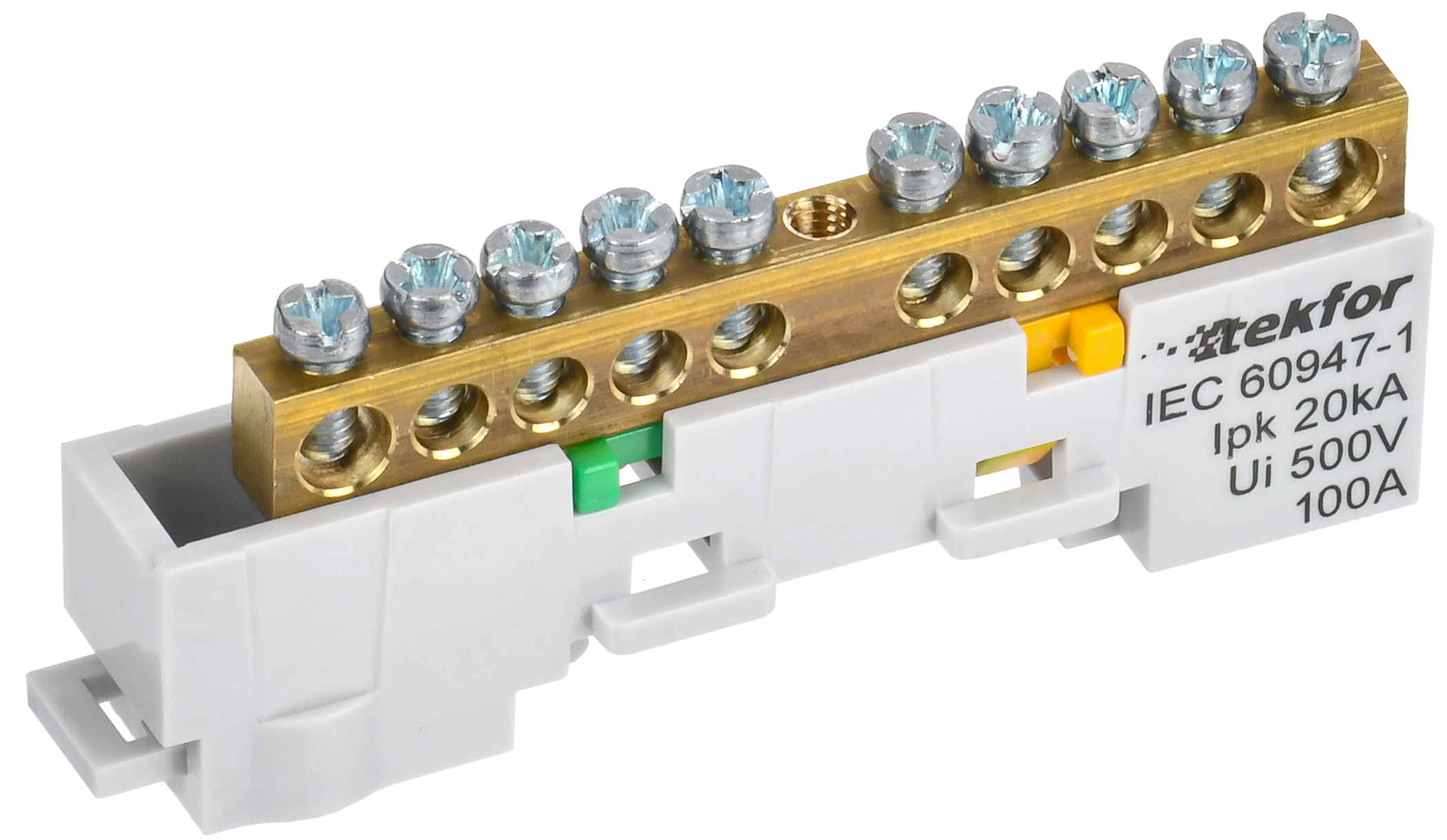 TEKFOR Шина PE "земля" неизолированная на универсальном держателе 6х9-10-Ж IEK TF-NN10-10-DL-K05