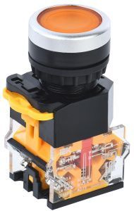 Кнопка управления D8-11T d=22мм 1з+1р с фиксацией желтая IEK BBT30-11T-3-21-K05