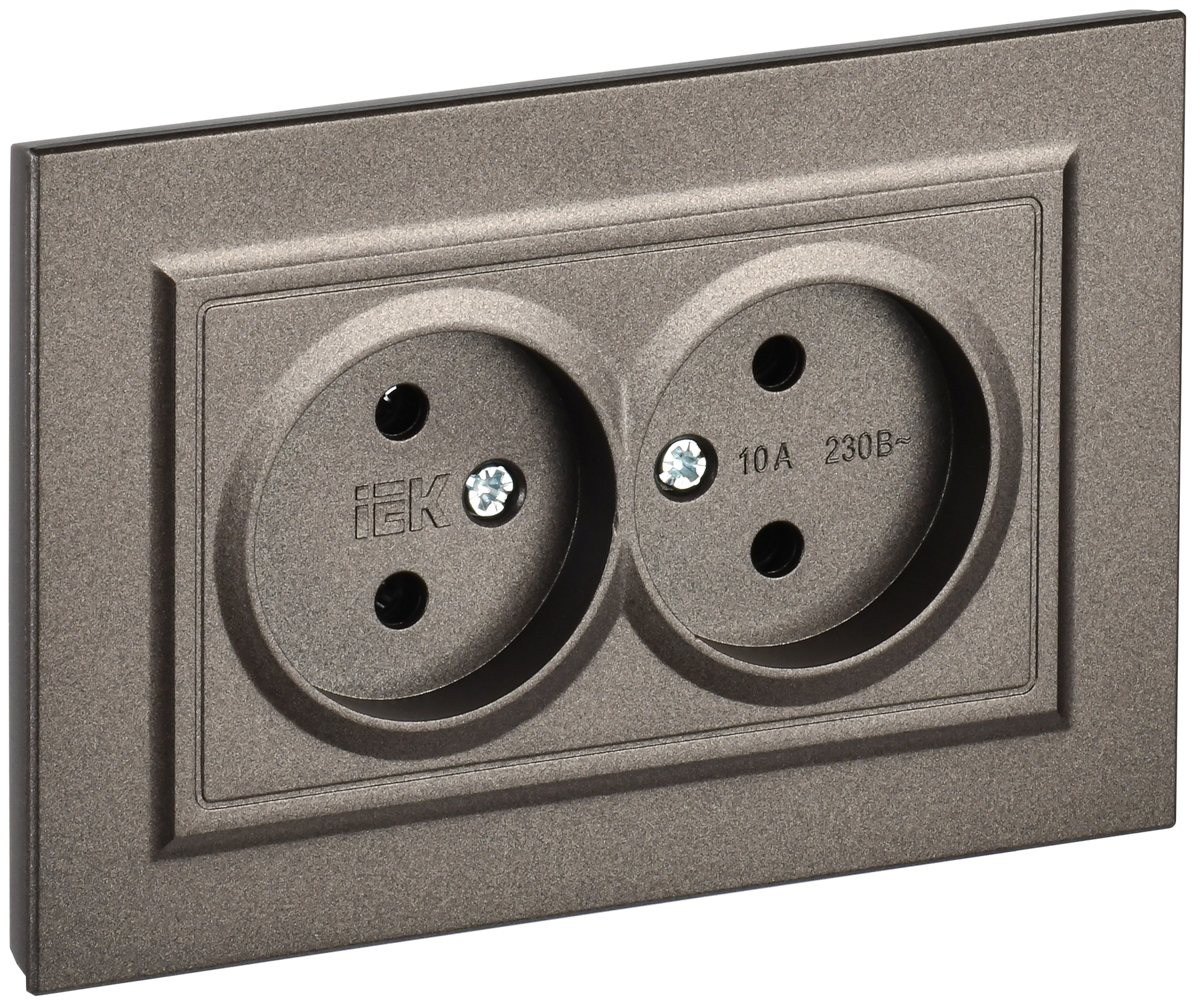 BRITE Розетка 2-местная без заземления без защитных шторок 10А в сборе РС12-2-БрТБ темная бронза IEK BR-R20-10-K45-F