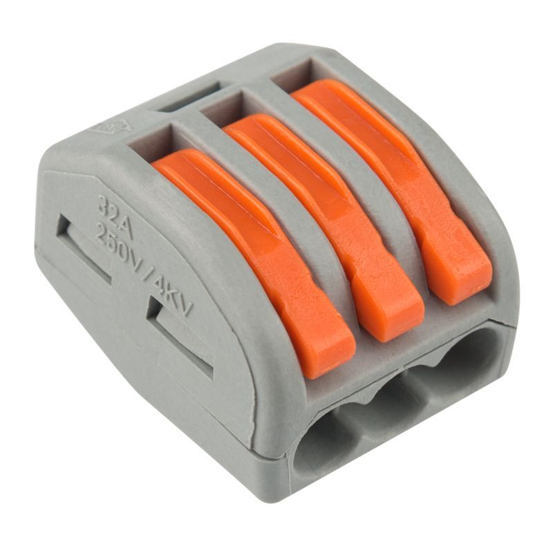 Универсальная клемма СМК 222-413, 3-проводная серая 0,08-2,5/4 мм² (50 шт/уп) REXANT 07-5253-4