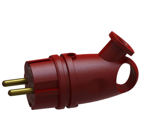 Вилка переносная угловая с кольцом каучук В 16-003 (красный) с заземлением ВЭТП0009