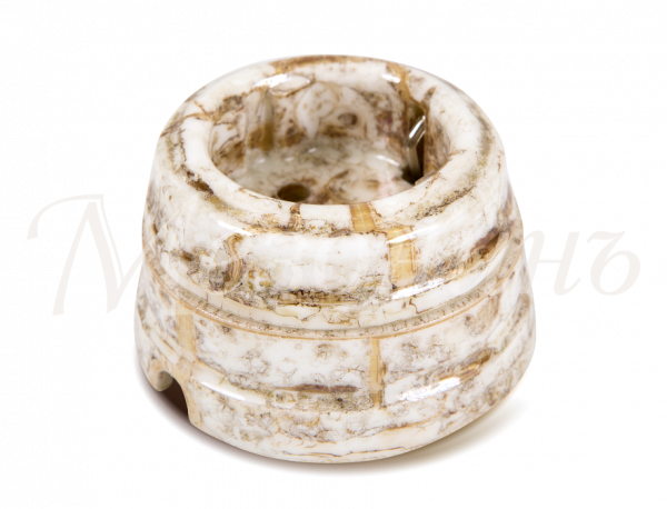 Розетка ретро фарфоровая , двухполюсная,с заземляющим контактом  (в комплекте с подъемной рамкой D7