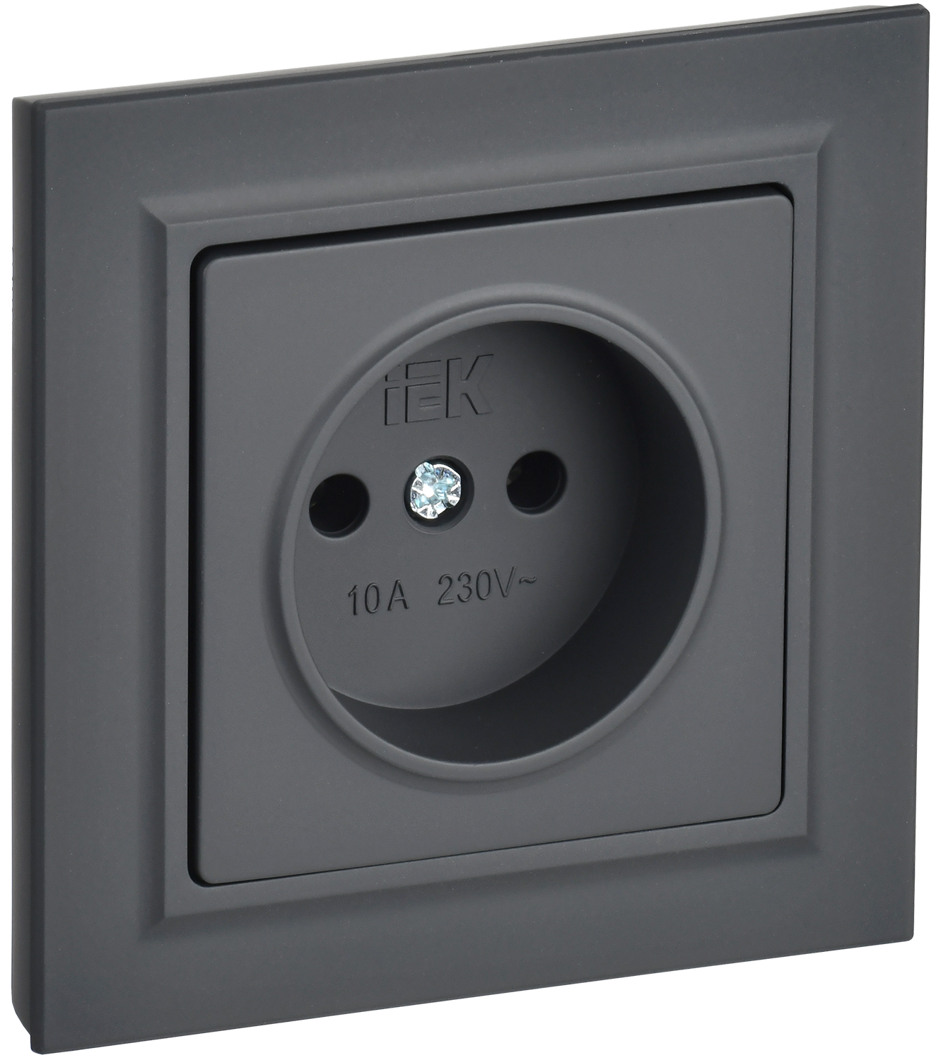 BRITE Розетка 1-местная без заземления без защитных шторок 10А в сб. РСР10-1-0-БрГ графит IEK BR-R10-10-K53-F
