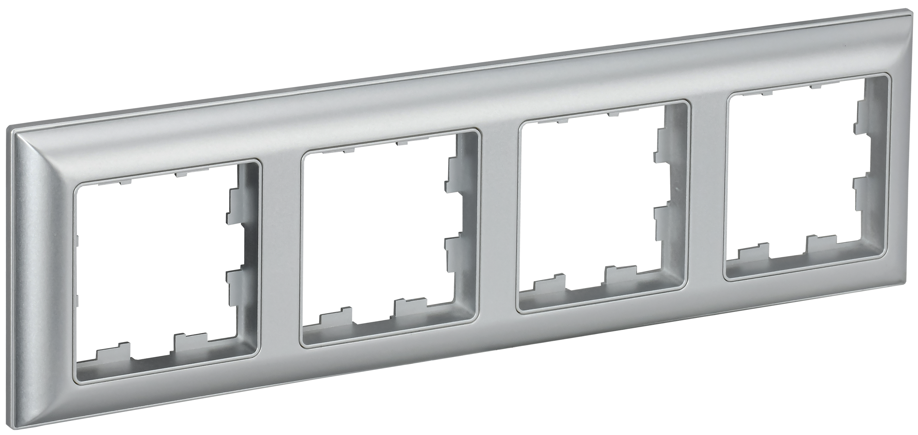 BRITE Рамка 4-местная РУ-4-Бр алюминий/алюминий IEK