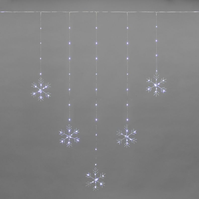 Гирлянда Светодиодный занавес из росы с фигурами Снежинок БЕЛЫЙ IP20 USB + пульт управления NEON-NIGHT 315-845