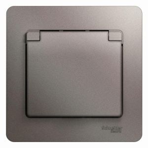 Розетка 1-м СП Glossa 16А IP20 250В с заземл. защ. шторки с крышкой в сборе платина SE GSL001246 454442