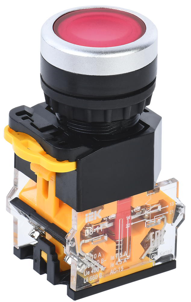 Кнопка управления D8-11 d=22мм 1з+1р красная IEK