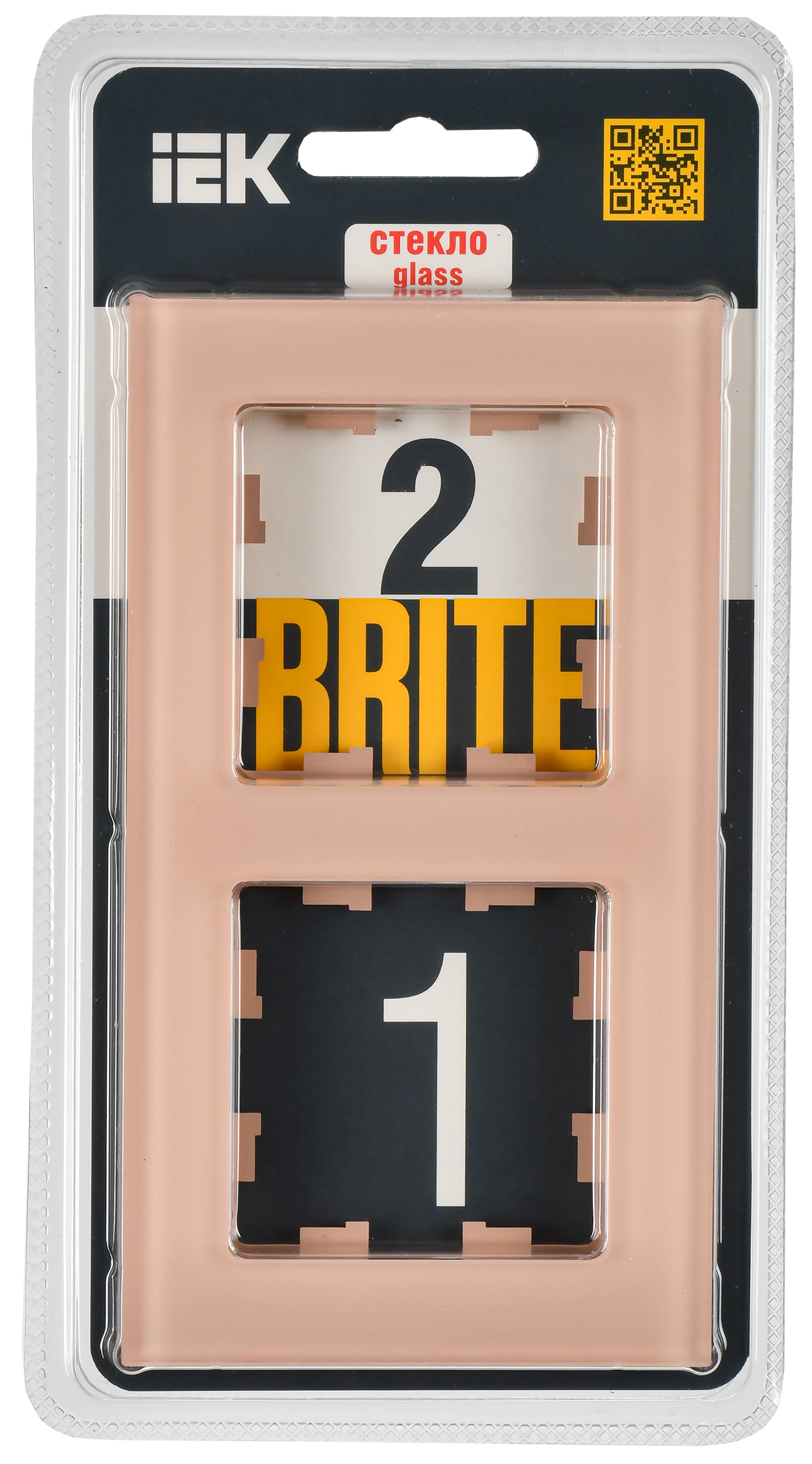 BRITE Рамка 2-местная РУ-2-2-БрП стекло персиковый матовый IEK - Фото 2