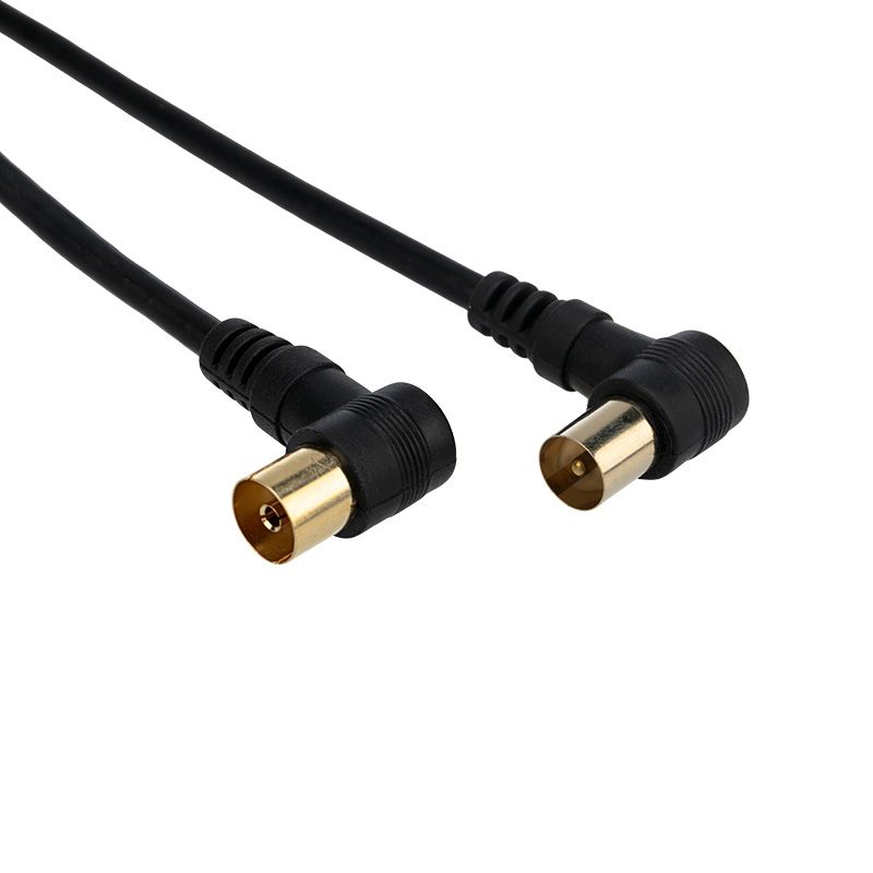 Шнур ТВ гнездо - ТВ штекер, угловой, 3м, черный REXANT 18-0014