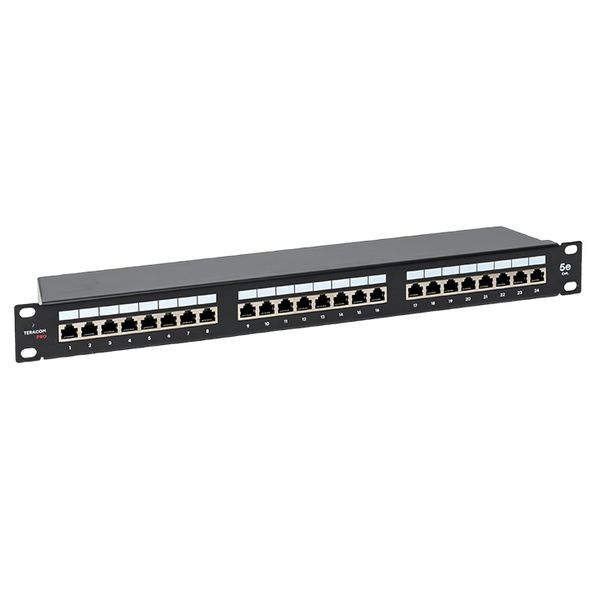 Патч-панель TERACOM PRO 19'' Cat.5E 1U полный экран STP 24 порта RJ-45 Dual IDC с органайзером TRP-PPNL-5ESTP-1U24