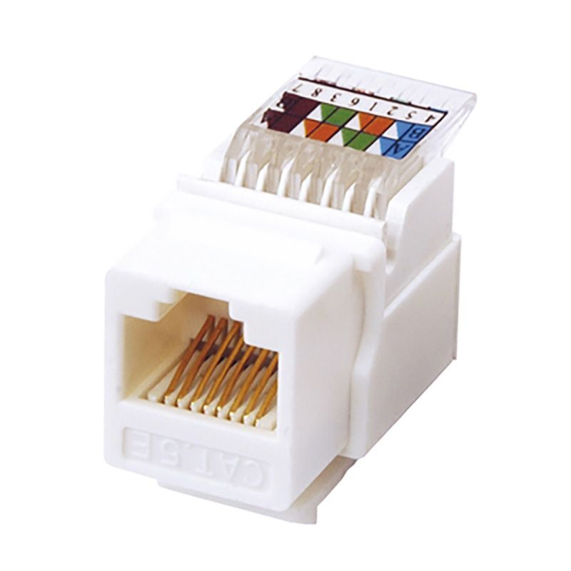 Модуль Keystone Jack RJ-45(8P8C), UTP, CAT 5e, тип 180 градусов, самозажимной, белый REXANT 03-1012