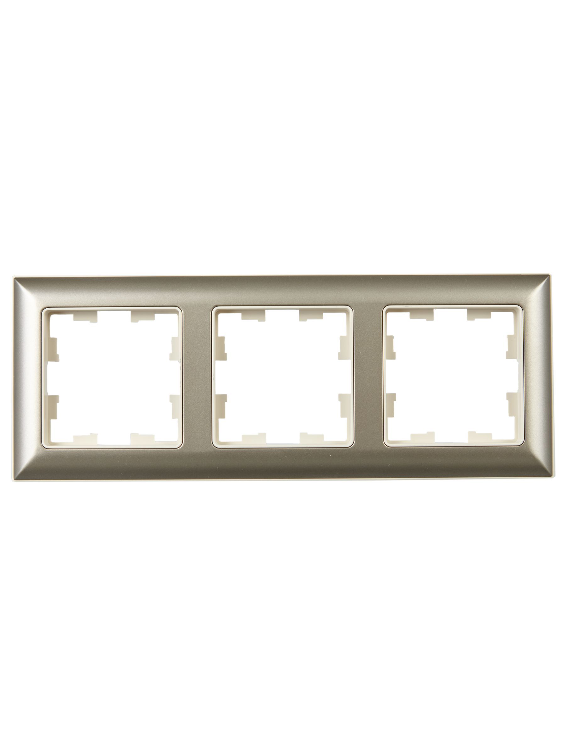BRITE Рамка 3-местная РУ-3-Бр бежевый/шампань IEK - Фото 4