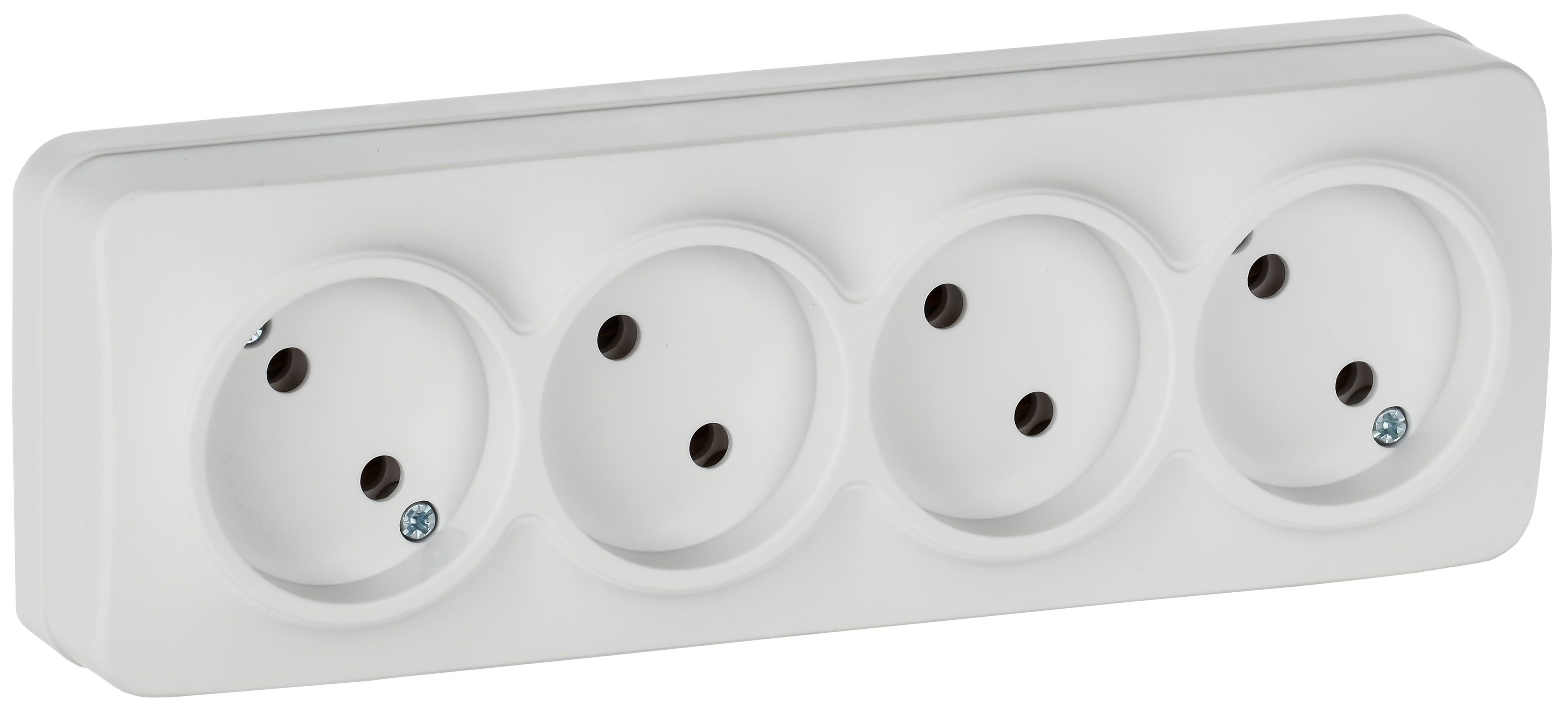 GLORY Розетка 4-местная для открытой установки без заземления без защитных шторок 10А РС24-2-ХБм белый матовый IEK ERH40-K01M-10