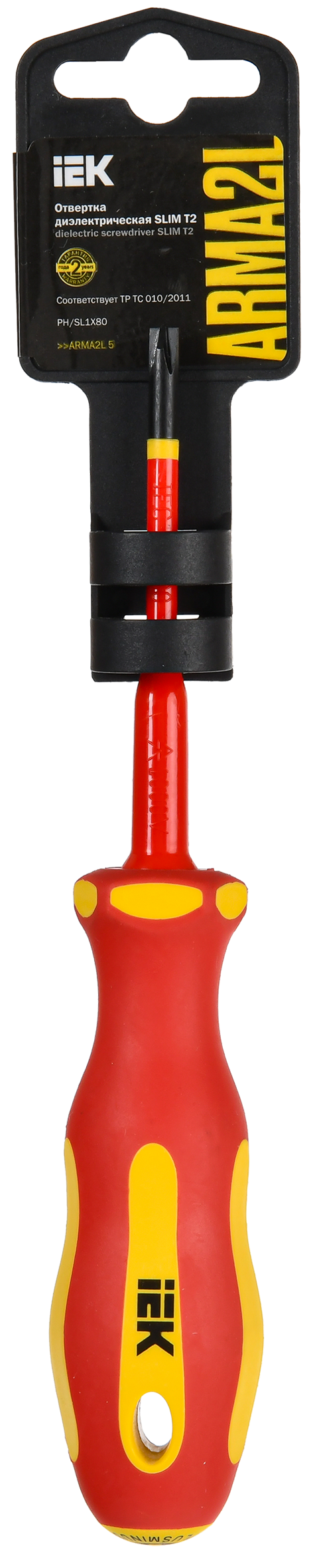 ARMA2L 5 Отвертка диэлектрическая SLIM PH/SL1х80 Т2 IEK - Фото 2