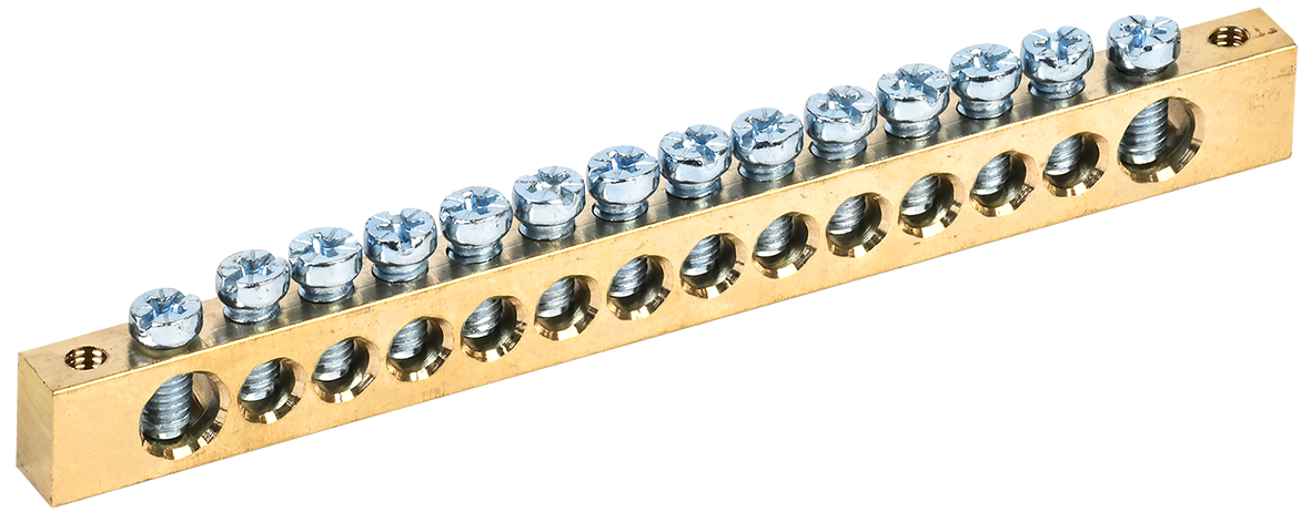 Шина PEN "земля-ноль" 8х12мм 14/2 (14групп/крепеж по краям) IEK