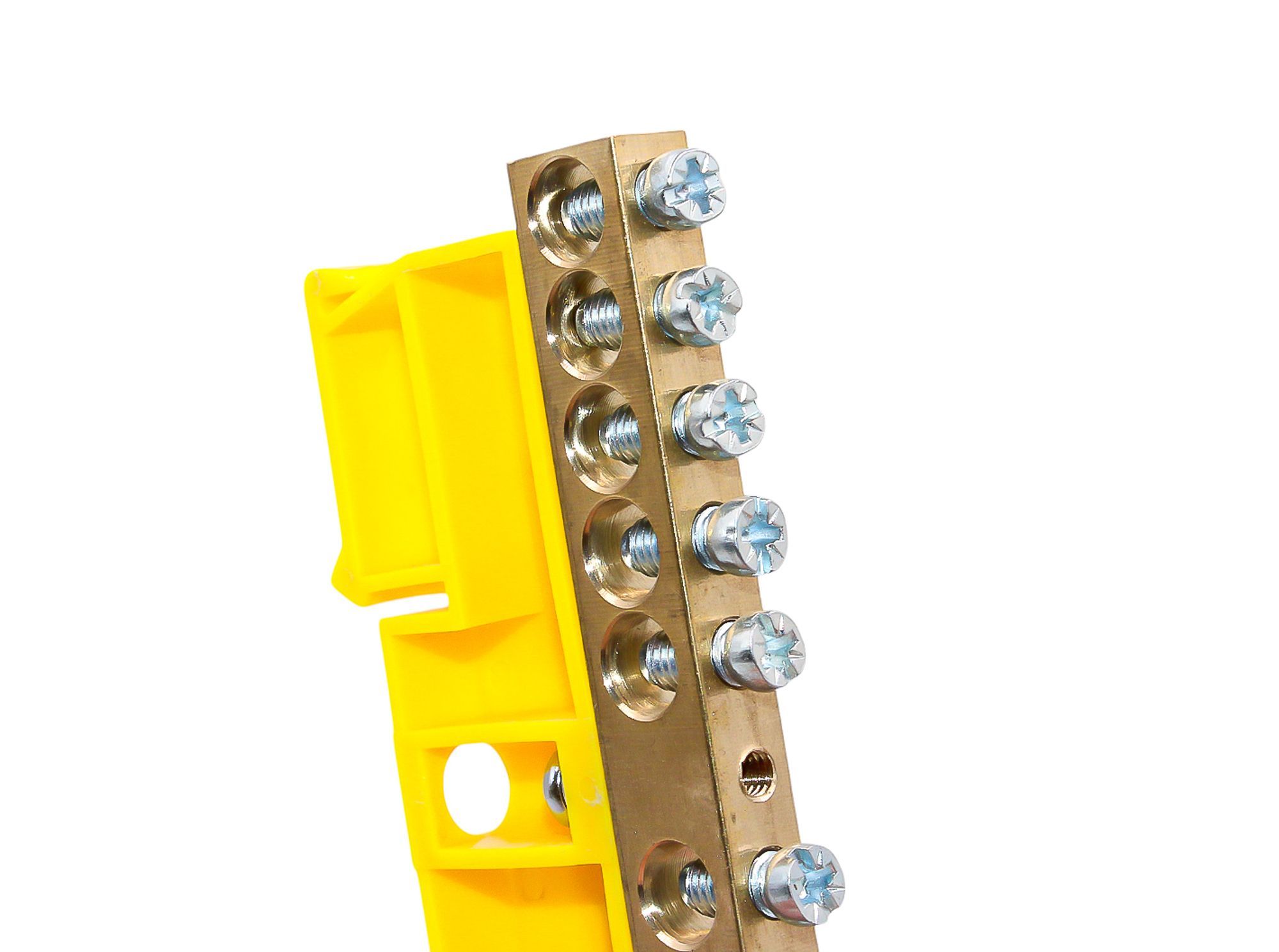 Шина PE "земля" на DIN-изоляторе ЖЕЛТЫЙ 8х12-10 - Фото 4