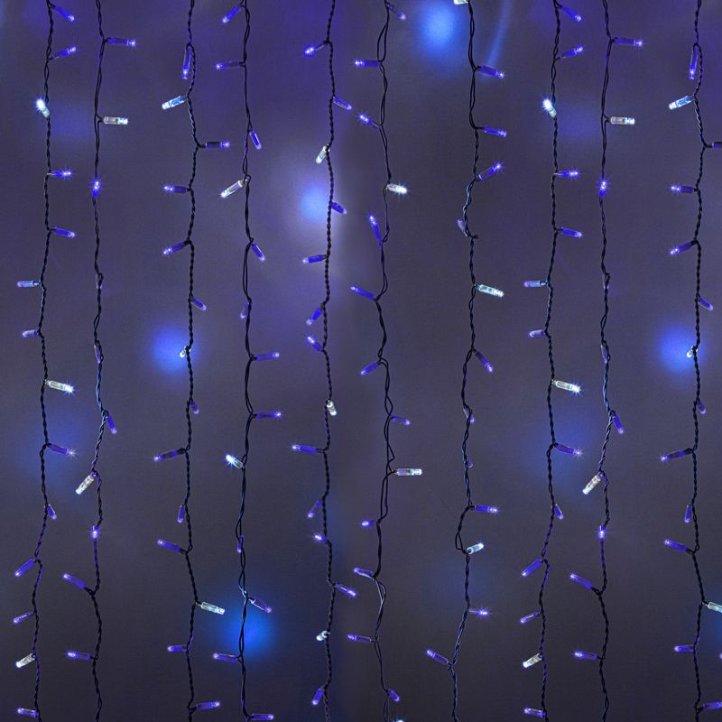 Гирлянда светодиодная Занавес 2х3м 600 LED СИНИЙ белый ПВХ IP65 эффект мерцания 230В  нужен блок 303-500-1 NEON-NIGHT