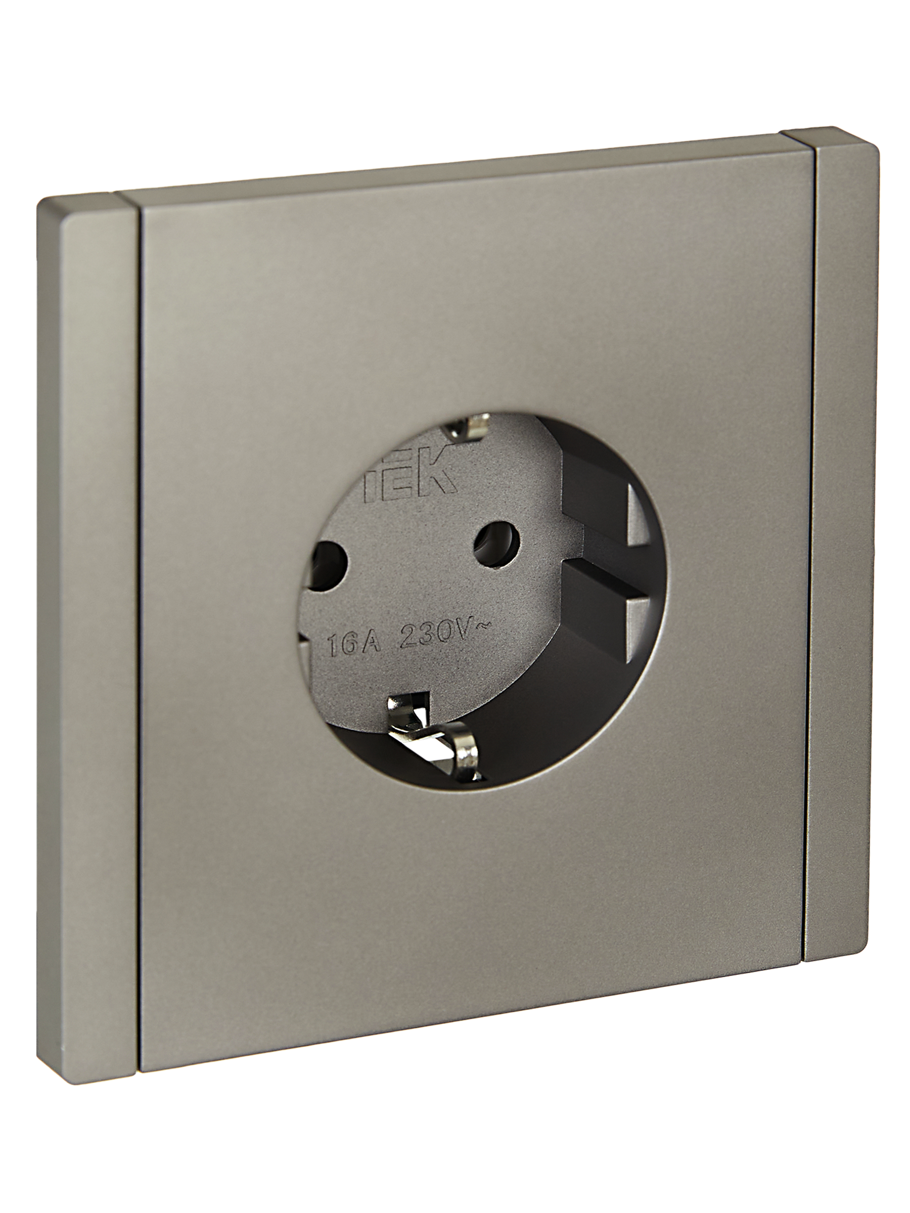 FORTE&PIANO Розетка 1-местная с заземлением без защитных шторок безвинтовое крепление 16А FP514 сталь IEK FP-R11-16-1-K46