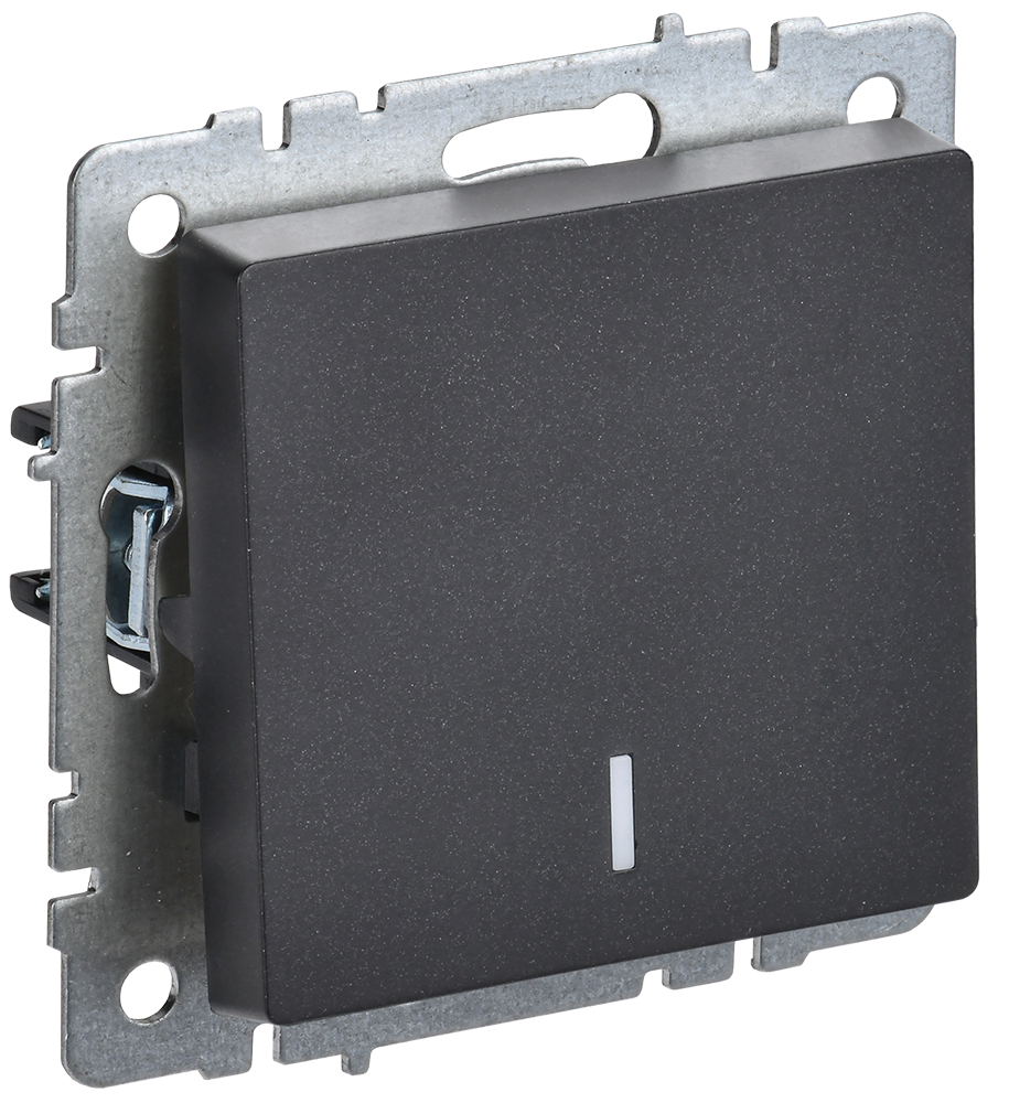 BRITE Выключатель 1-клавишный с индикацией 10А ВС10-1-1-БрЧ черный IEK BR-V10-1-10-K02