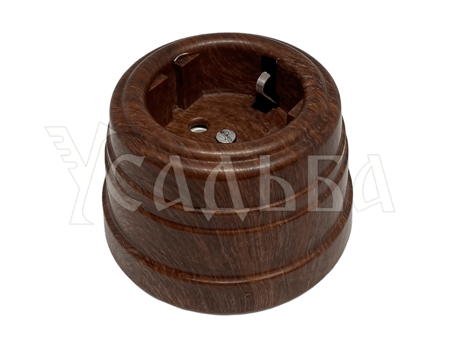 Розетка пластиковая, двухполюсная, с заземляющим контактом, IP 20, цвет - орех, серия УСАДЬБА, ТМ МЕЗОНИНЪ GE30301-14