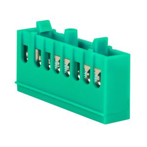 Шина "0" PE (6x9мм) 8 отв. латунь зеленый изолир. корп. на DIN-рейку EKF sn0-63-8-ig